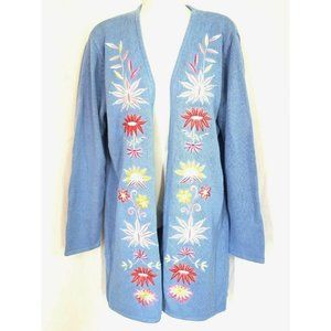 Victor Costa Occasions Light Blue Floral Sweater